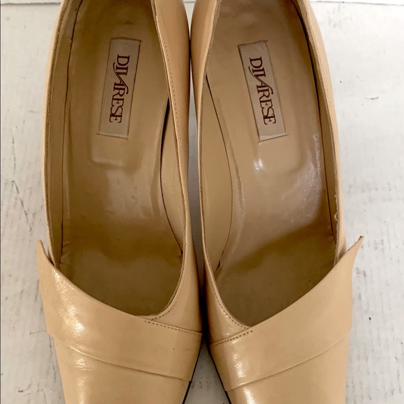 Shiny natural tan color real leather shoes medium high heels Eur 40 US 9.5 - 10 - Picture 5 of 10